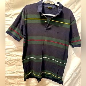 Nautica men’s large striped shirt navy and green polo shirt